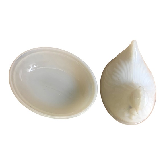 VTG 50’s White Milk Glass Chicken Rooster Opalescent Trinket Jewelry Holder - Picture 7 of 8